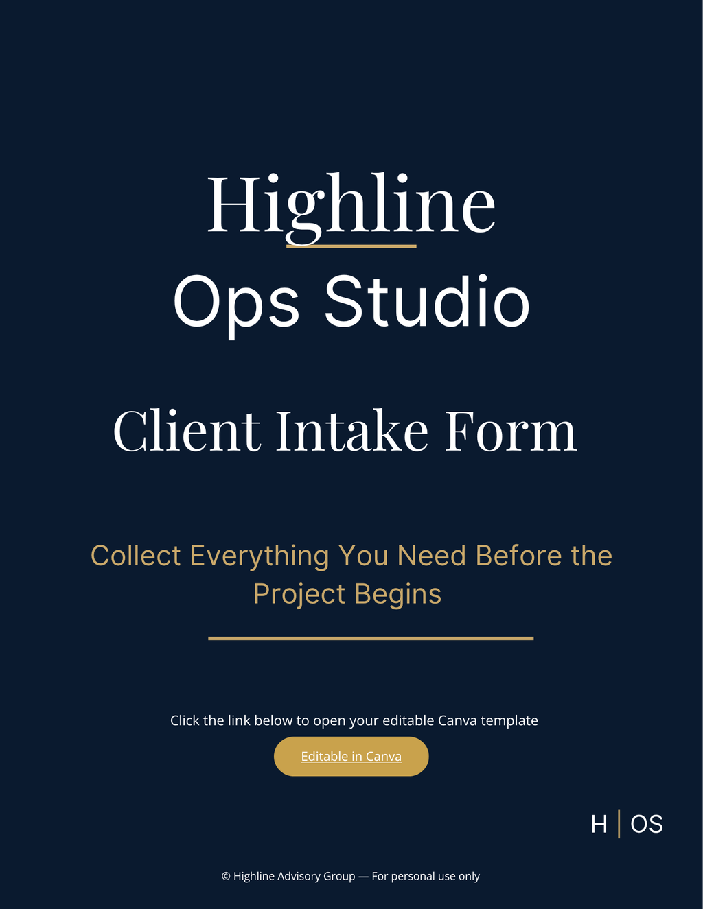 Client Intake Form Template (Editable in Canva) | Client Onboarding Form for Service Providers