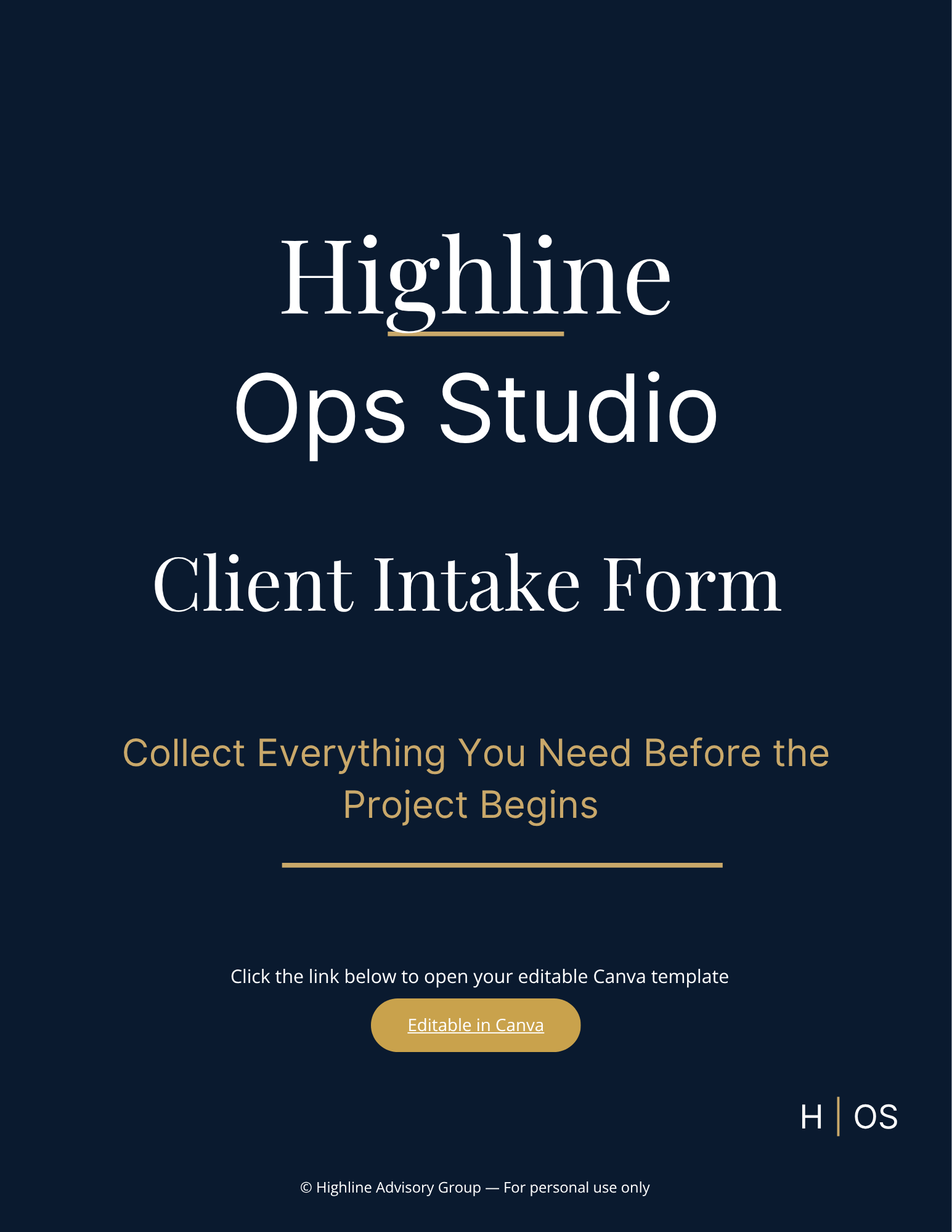 Client Intake Form Template (Editable in Canva) | Client Onboarding Form for Service Providers