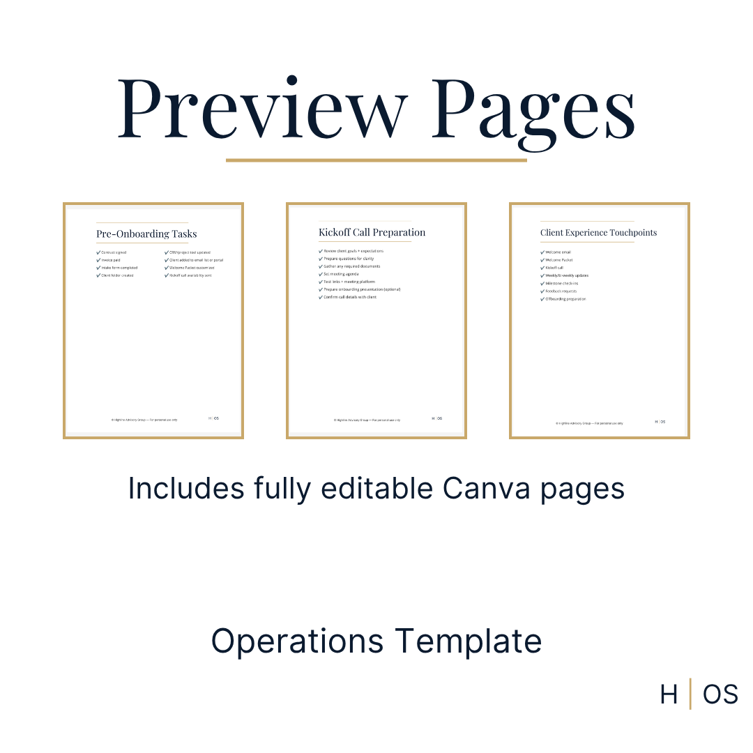 Client Onboarding Checklist Template (Editable in Canva) | Step‑by‑Step Client Process Guide