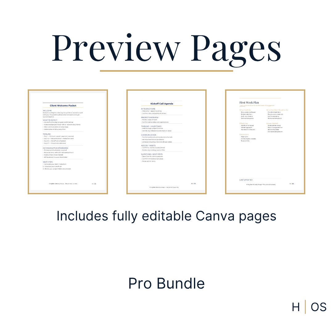 Client Experience Bundle (Editable in Canva) | Complete Client Onboarding & Communication System