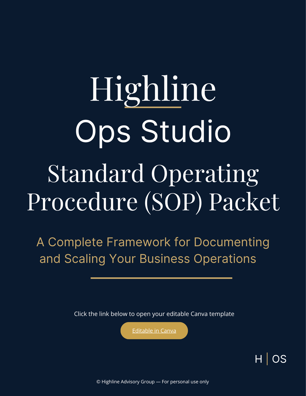 SOP Packet (Editable in Canva) | Complete Standard Operating Procedure System for Small Business Operations