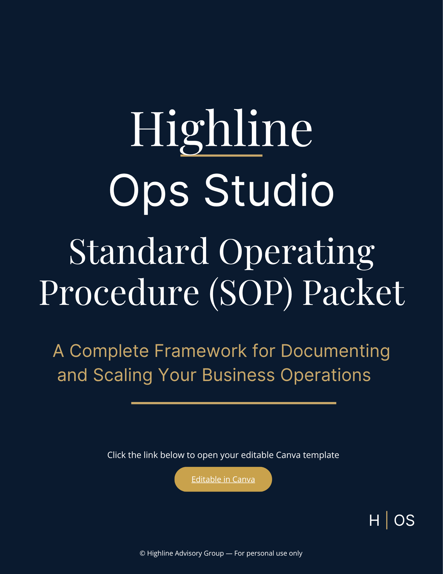 SOP Packet (Editable in Canva) | Complete Standard Operating Procedure System for Small Business Operations